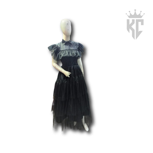 Wednesday Addams Costume – Gothic Black Dress for Girls