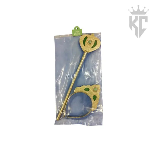 Handmade Princess Crown & Stick Set – Fabric & Rubber Sheet Royal Accessories