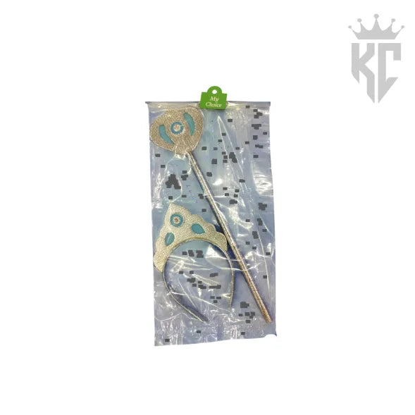 Handmade Princess Crown & Stick Set – Fabric & Rubber Sheet Royal Accessories